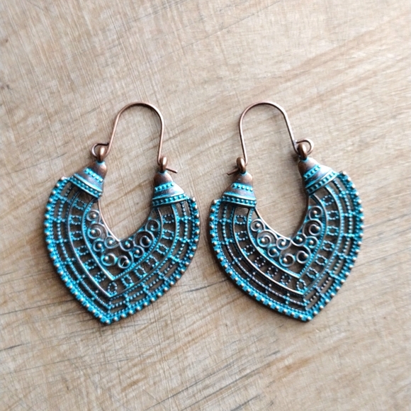 Blue Copper Turquoise earrings - Picture 1 of 1